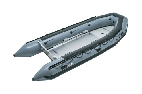 Achilles SU-18 sport utility inflatable boat with grey tubes.