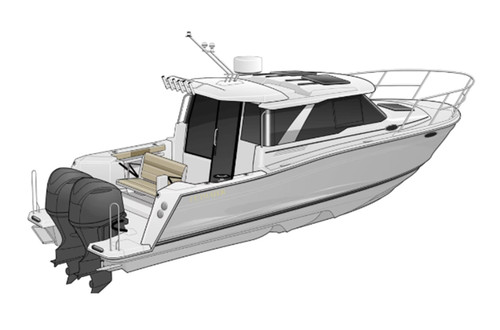 Cutwater 288 Coupe with Twin Yamaha 250hp Outboard in Light Grey
