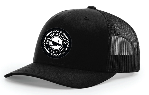 The Qualified Captain - Embroidered Patch Trucker Hat - Richardson 112 - Black