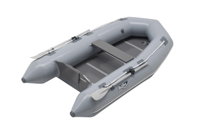 Side view of a Achilles LEX 96 inflatable boat.