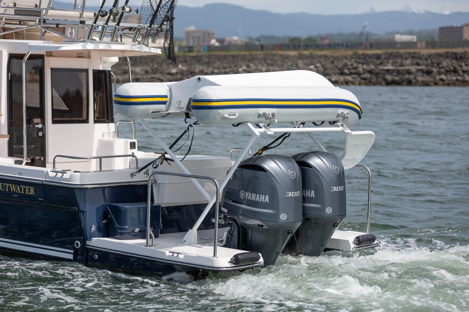 Twin Yamaha outboards on a Ranger Tug.