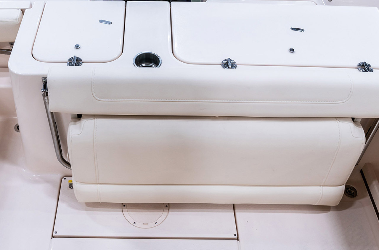 Foldaway seat on a Grady-White Fisherman 236