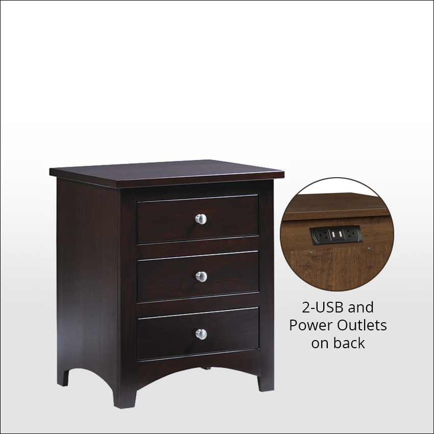 ELLINGTON  #406, 3-Drawer Night Stand