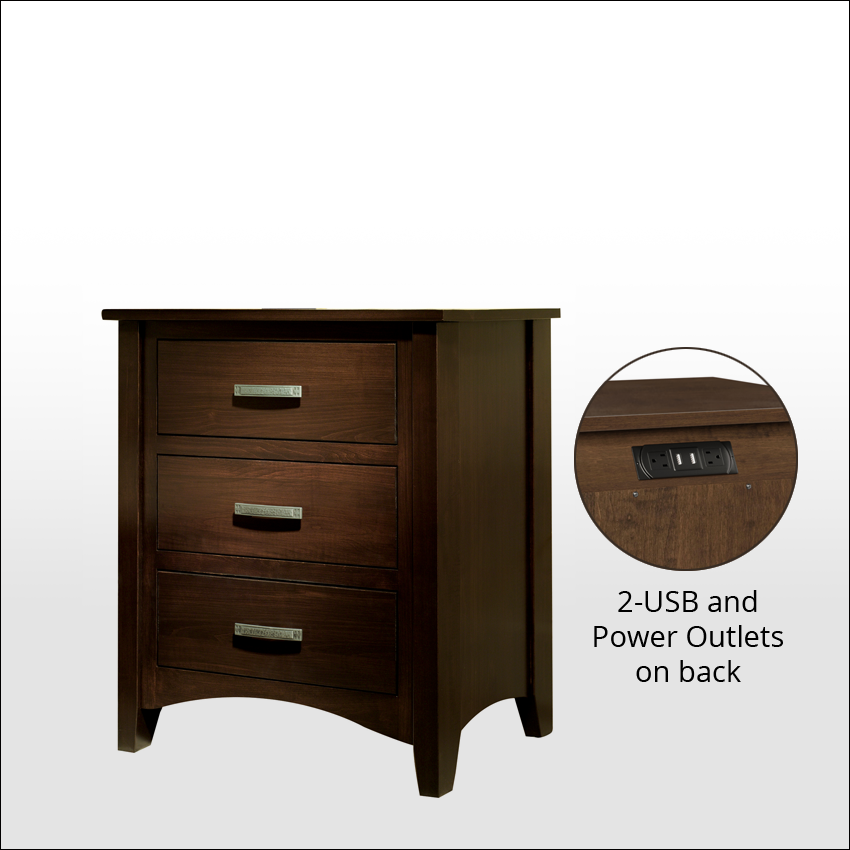 CAMBRAI MISSION #1005, 3-Drawer Nightstand