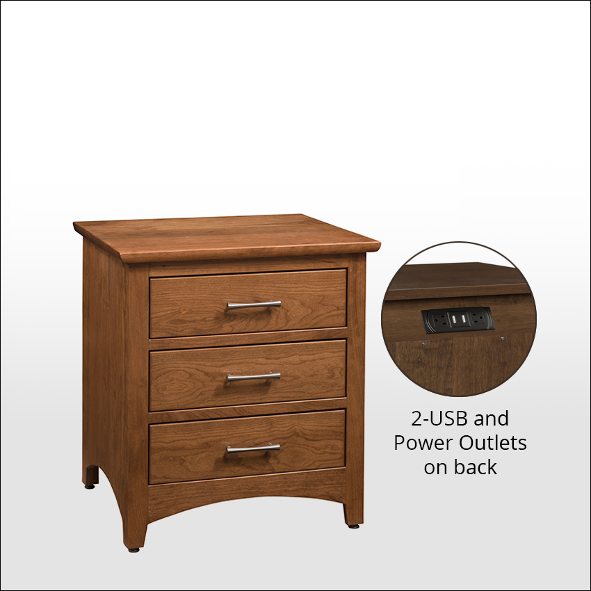 BARRINGTON #2408, 3-Drawer Nightstand