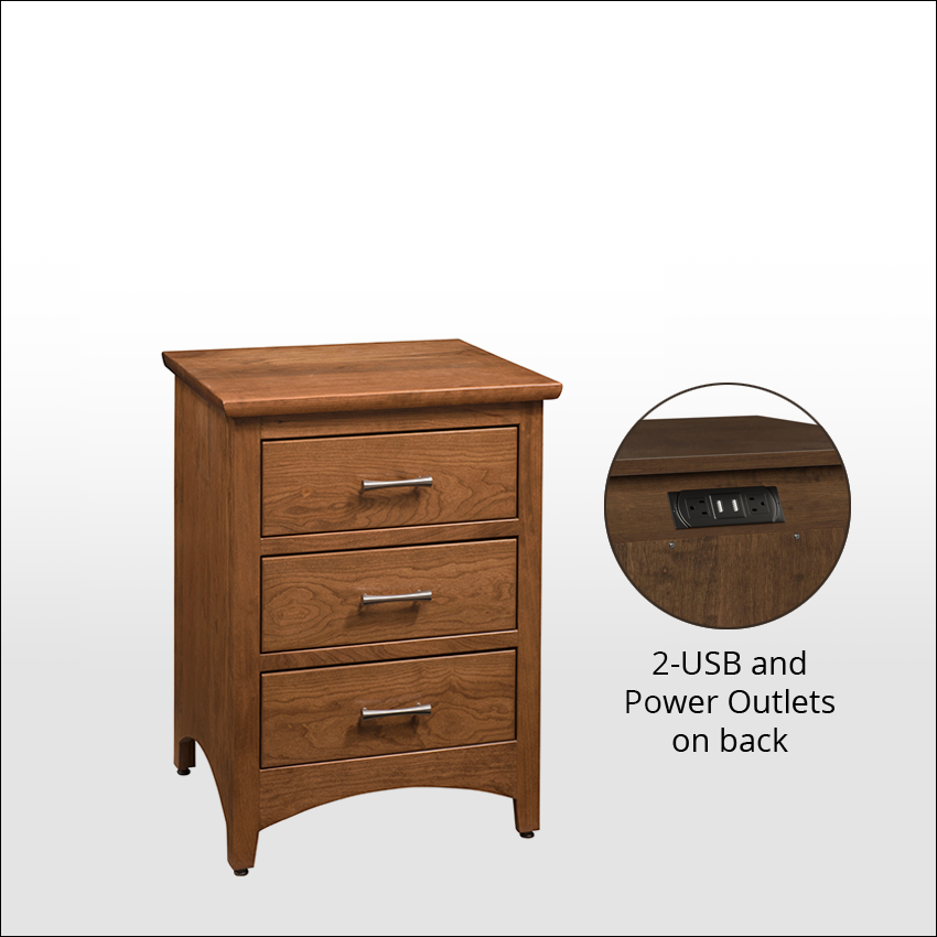 BARRINGTON #2412, 3-Drawer Nightstand