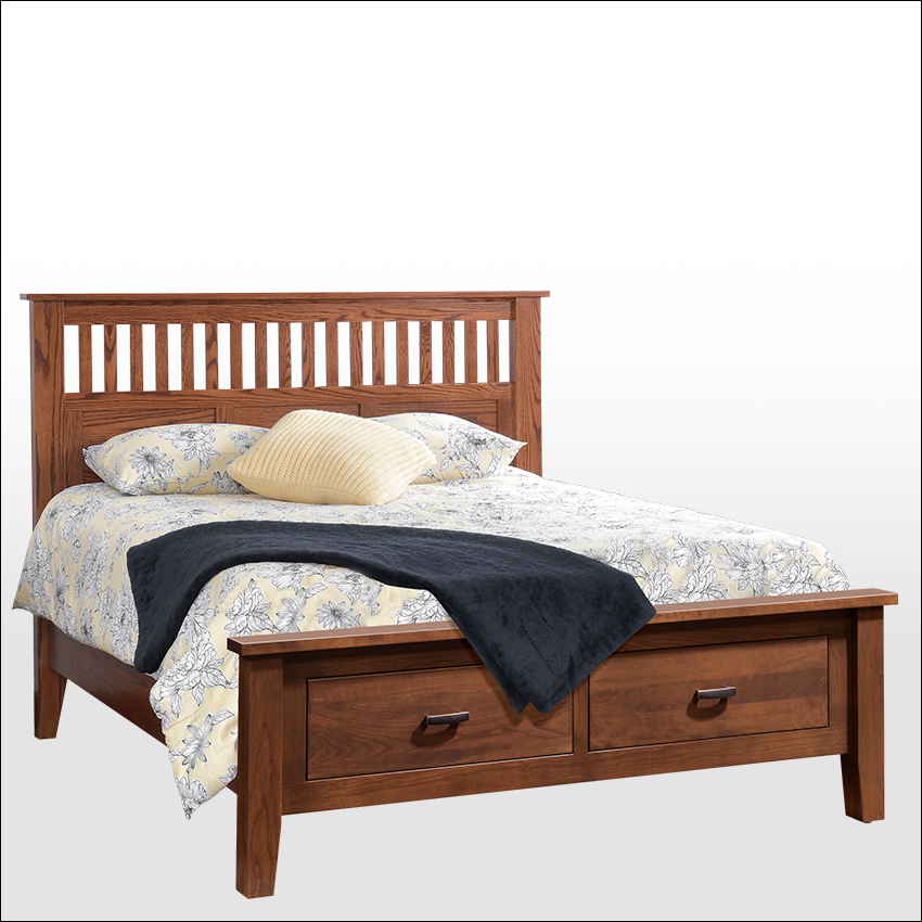 MISSION ANTIQUE  #1092, Bed w/Footboard Storage (2 Drawer)