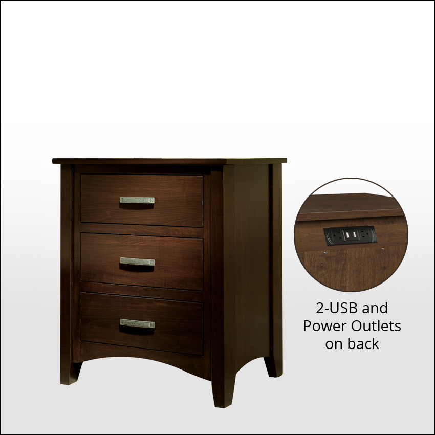 RIVERVIEW MISSION #1005-1, 3-Drawer Nightstand