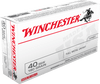 Winchester USA Ammunition - 40 S&W - 180 Grain Full Metal Jacket - 50 Rounds - Brass Case