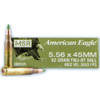 Federal American Eagle Ammunition - 5.56x45 MM NATO - 62 Grain Full Metal Jacket Boat Tail - 20 Rounds - Brass Case