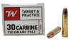 Winchester Ammunition - 30 Carbine - 110 Grain Full Metal Jacket - 50 Rounds