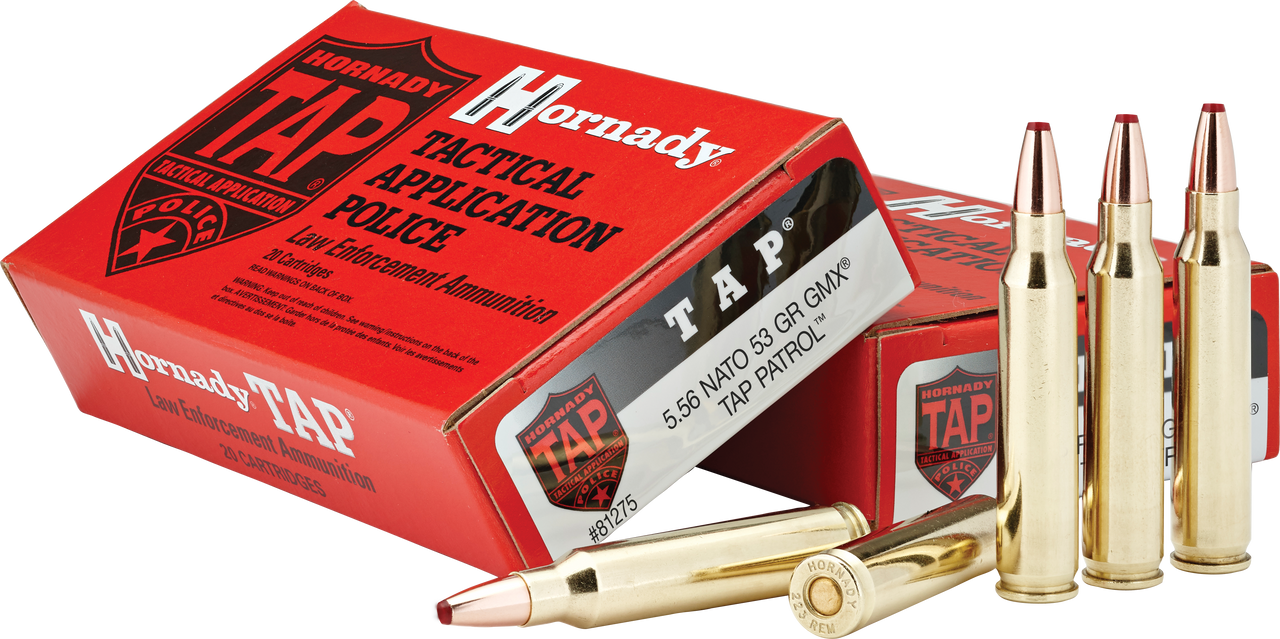 Hornady Ammunition 5.56 NATO 53 Grain GMX TAP Patrol LE 200 Rounds CASE
