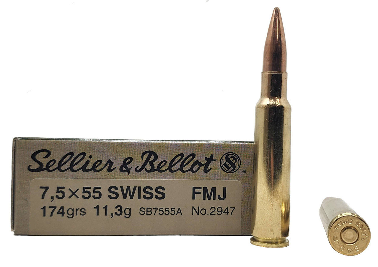 Sellier | 7.5x55 MM Swiss 174gr FMJ | 20 Rounds | Miwall Wholesale