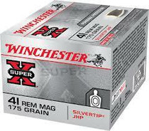 Winchester Ammunition - 41 Rem Magnum - 175 Grain Silver Tip Jacketed Hollow Point - 40 Rounds W/ Free Ammo Can Winchester Ammunition - 41 Rem Magnum - 175 Grain Silver Tip Jacketed Hollow Point - 40 Rounds W/ Free Ammo Can