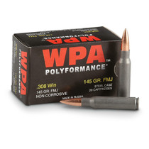 Wolf Performance Ammunition - 308 Winchester - 145 Grain Full Metal Jacket - 20 Rounds - Steel Case