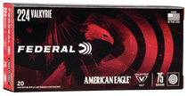 Federal American Eagle Ammunition - 224 Valkyrie - 75 Grain Full Metal Jacket - 20 Rounds Federal American Eagle Ammunition - 224 Valkyrie - 75 Grain Full Metal Jacket - 20 Rounds