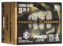 Federal Premium Ammunition - 38 Special - 120 Grain Punch Hollow Point - 20 Rounds - Nickel Plated Brass Federal Premium Ammunition - 38 Special - 120 Grain Punch Hollow Point - 20 Rounds - Nickel Plated Brass