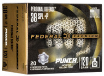 Federal Premium Ammunition - 38 Special - 120 Grain Punch Hollow Point - 20 Rounds - Nickel Plated Brass