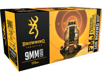 Browning Ammunition - 9 MM Luger - 115 Grain Full Metal Jacket - 100 Rounds - Brass Case Browning Ammunition - 9 MM Luger - 115 Grain Full Metal Jacket - 100 Rounds - Brass Case