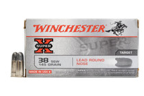 Winchester Super-X Ammunition - 38 S&W - 145 Grain Lead Round Nose - 50 Rounds - Brass Case Winchester Super-X Ammunition - 38 S&W - 145 Grain Lead Round Nose - 50 Rounds - Brass Case