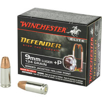 Winchester Defender Ammunition - 9 MM Luger +P - 124 Grain Bonded Hollow Point PDX1 - 20 Rounds Winchester Defender Ammunition - 9 MM Luger +P - 124 Grain Bonded Hollow Point PDX1 - 20 Rounds