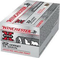 Winchester SuperX Ammunition - 22 Hornet - 46 Grain Jacketed Hollow Point - 50 Rounds Winchester SuperX Ammunition - 22 Hornet - 46 Grain Jacketed Hollow Point - 50 Rounds