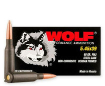 Wolf Performance Ammunition - 5.45x39 MM - 60 Grain Full Metal Jacket - 20 Rounds - Steel Case Wolf Performance Ammunition - 5.45x39 MM - 60 Grain Full Metal Jacket - 20 Rounds - Steel Case