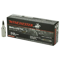 Winchester Ballistic Silvertip Ammunition - 243 WSSM - 95 Grain Polymer Tip - 20 Rounds - Nickel Plated Brass Case Winchester Ballistic Silvertip Ammunition - 243 WSSM - 95 Grain Polymer Tip - 20 Rounds - Nickel Plated Brass Case