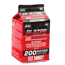 CCI Blazer Ammunition - 22 Long Rifle - 38 Grain Lead Round Nose - 200 Rounds - Brass Case