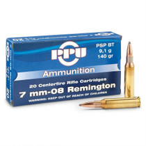 Prvi Partizan Ammunition - 7MM-08 Remington - 140 Grain Soft Point - 20 Rounds - Brass Case