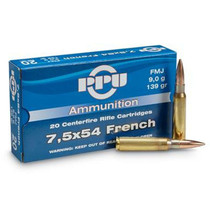 Prvi Partizan Ammunition - 7.5x54 French - 139 Grain Full Metal Jacket - 20 Rounds - Brass Case