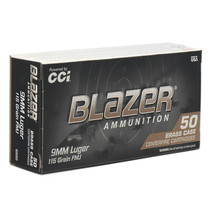 CCI Blazer Ammunition - 9 MM Luger - 115 Grain Full Metal Jacket - 50 Rounds - Brass Case CCI Blazer Ammunition - 9 MM Luger - 115 Grain Full Metal Jacket - 50 Rounds - Brass Case