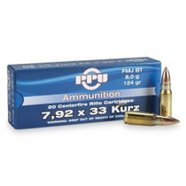Prvi Partizan Ammunition - 7.92x33MM Kurz - 124 Grain Full Metal Jacket - 20 Rounds - Brass Case Prvi Partizan Ammunition - 7.92x33MM Kurz - 124 Grain Full Metal Jacket - 20 Rounds - Brass Case