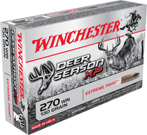 Winchester Deer Season  Ammunition - 270 Winchester - 130 Grain Extreme Point Polymer Tip - 20 Rounds - Brass Case Winchester Deer Season  Ammunition - 270 Winchester - 130 Grain Extreme Point Polymer Tip - 20 Rounds - Brass Case