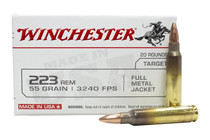Winchester Ammunition - 223 Remington - 55 Grain Full Metal Jacket - 20 Rounds - Brass Case Winchester Ammunition - 223 Remington - 55 Grain Full Metal Jacket - 20 Rounds - Brass Case