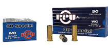 Prvi Partizan Ammunition - 38 Special - 148 Grain Wad-Cutter - 50 Rounds - Brass Case