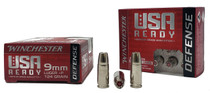 Winchester Ready Ammunition - 9 MM Luger +P - 124 Grain Hollow Point - 20 Rounds - Nickel Plated Brass Case