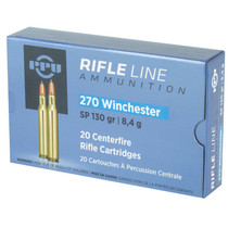Prvi Partizan Ammunition - 270 Winchester - 130 Grain Soft Point - 20 Rounds - Brass Case