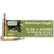 Federal American Eagle Ammunition - 5.56x45 MM NATO - 62 Grain Full Metal Jacket Boat Tail - 20 Rounds - Brass Case Federal American Eagle Ammunition - 5.56x45 MM NATO - 62 Grain Full Metal Jacket Boat Tail - 20 Rounds - Brass Case