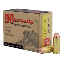 Hornady Custom Ammunition - 10 MM Auto - 180 Grain XTP Hollow Point - 20 Rounds - Brass Case Hornady Custom Ammunition - 10 MM Auto - 180 Grain XTP Hollow Point - 20 Rounds - Brass Case