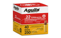 Aguila Super Extra  Ammunition - 22 Long Rifle - 40 Grain High Velocity Solid Point - 250 Rounds - Brass Case