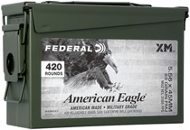 Federal Ammunition - 5.56x45 MM NATO - 55 Grain Full Metal Jacket - 420 Rounds in Military 30 Cal Can - Brass Case