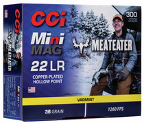 CCI Mini Mag Ammunition - 22 Long Rifle Meateater - 36 Grain Copper Plated Hollow Point - 300 Rounds CCI Mini Mag Ammunition - 22 Long Rifle Meateater - 36 Grain Copper Plated Hollow Point - 300 Rounds