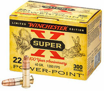 Winchester Super-X "100 Year Anniversary" Ammunition - 22 Long Rifle - 40 Grain Power Point - 300 Rounds Winchester Super-X "100 Year Anniversary" Ammunition - 22 Long Rifle - 40 Grain Power Point - 300 Rounds