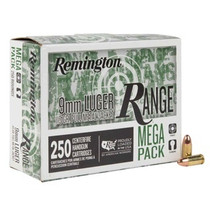 Remington Ammunition - 9mm Luger - 115 Grain Full Metal Jacket - 250 Rounds - Brass Case Remington Ammunition - 9mm Luger - 115 Grain Full Metal Jacket - 250 Rounds - Brass Case