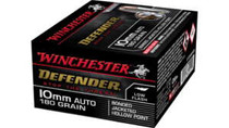 Winchester Defender Ammunition - 10 MM Auto - 180 Grain Bonded Jacketed Hollow Point - 20 Rounds - Nickel Plated Brass Case Winchester Defender Ammunition - 10 MM Auto - 180 Grain Bonded Jacketed Hollow Point - 20 Rounds - Nickel Plated Brass Case