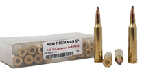 Miwall New Ammunition - 7 MM Remington Magnum - 150 Grain Jacketed Soft Point - 20 Rounds - Brass Case