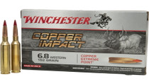 Winchester Copper Impact Ammunition - 6.8 Western - 162 Grain Copper Extreme Point - 20 Rounds - Brass Case Winchester Copper Impact Ammunition - 6.8 Western - 162 Grain Copper Extreme Point - 20 Rounds - Brass Case