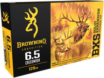 Browning Ammunition - 6.5 Creedmoor - 120 Grain BXS Solid Expansion - 20 Rounds - Nickel Plated Brass Case