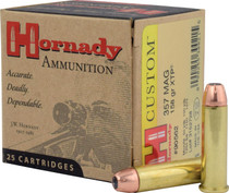 Hornady Custom Ammunition - 357 Magnum - 158 Grain XTP Hollow Point - 25 Rounds - Brass Case Hornady Custom Ammunition - 357 Magnum - 158 Grain XTP Hollow Point - 25 Rounds - Brass Case